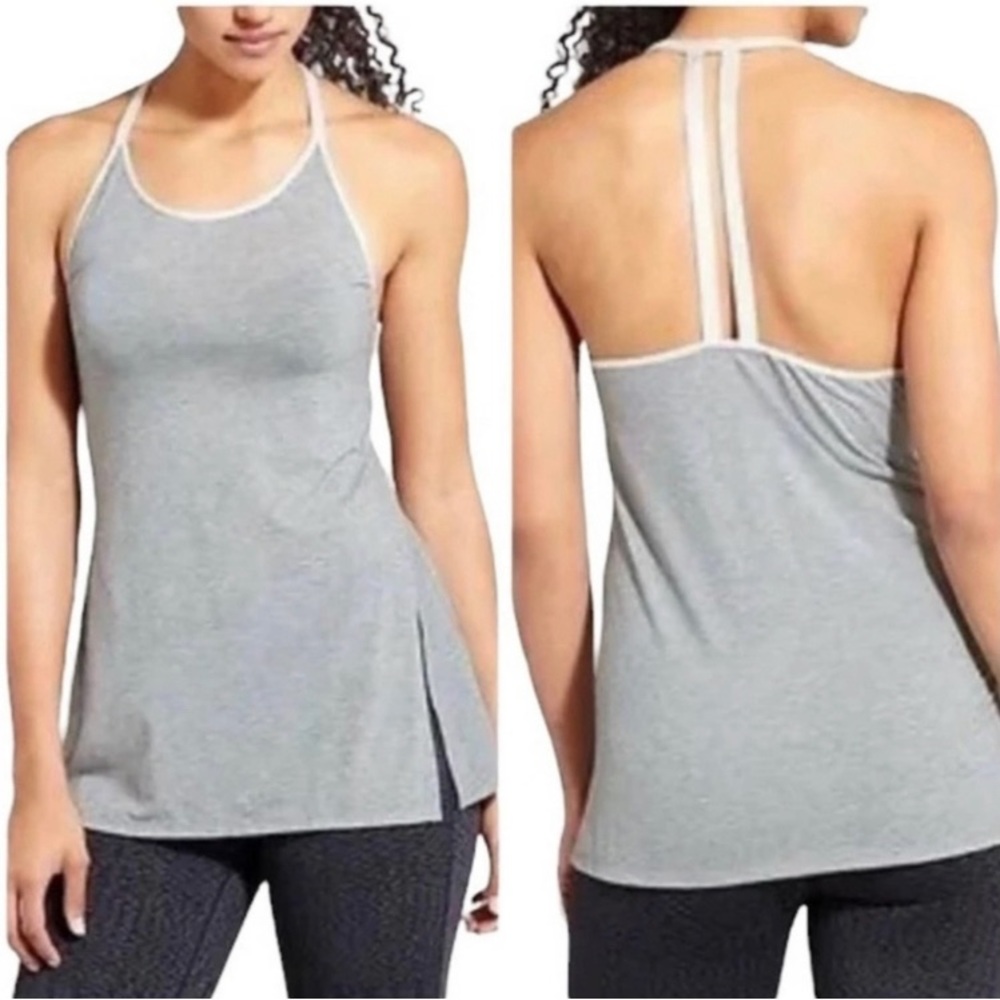 Athleta Essence Satin Mesh Halter Tank Top. Size XS